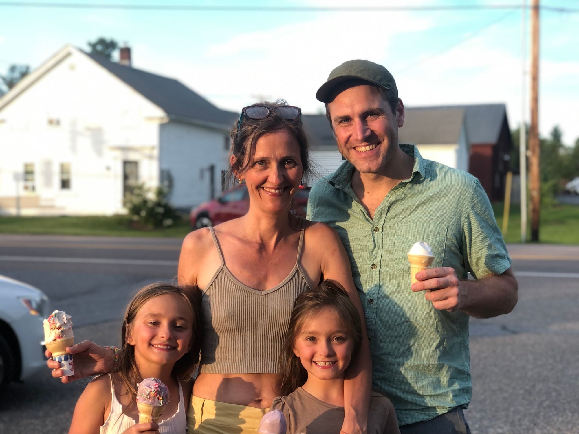 Mackensie with her family on a summer evening in Vermont
